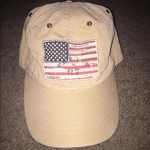 Polo Ralph Lauren USA Tan Hat w/ Leather Stap